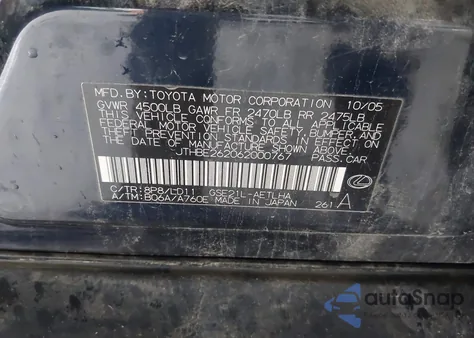 2006 Lexus Is 350 from USA, damaged, VIN JTHBE262062000767